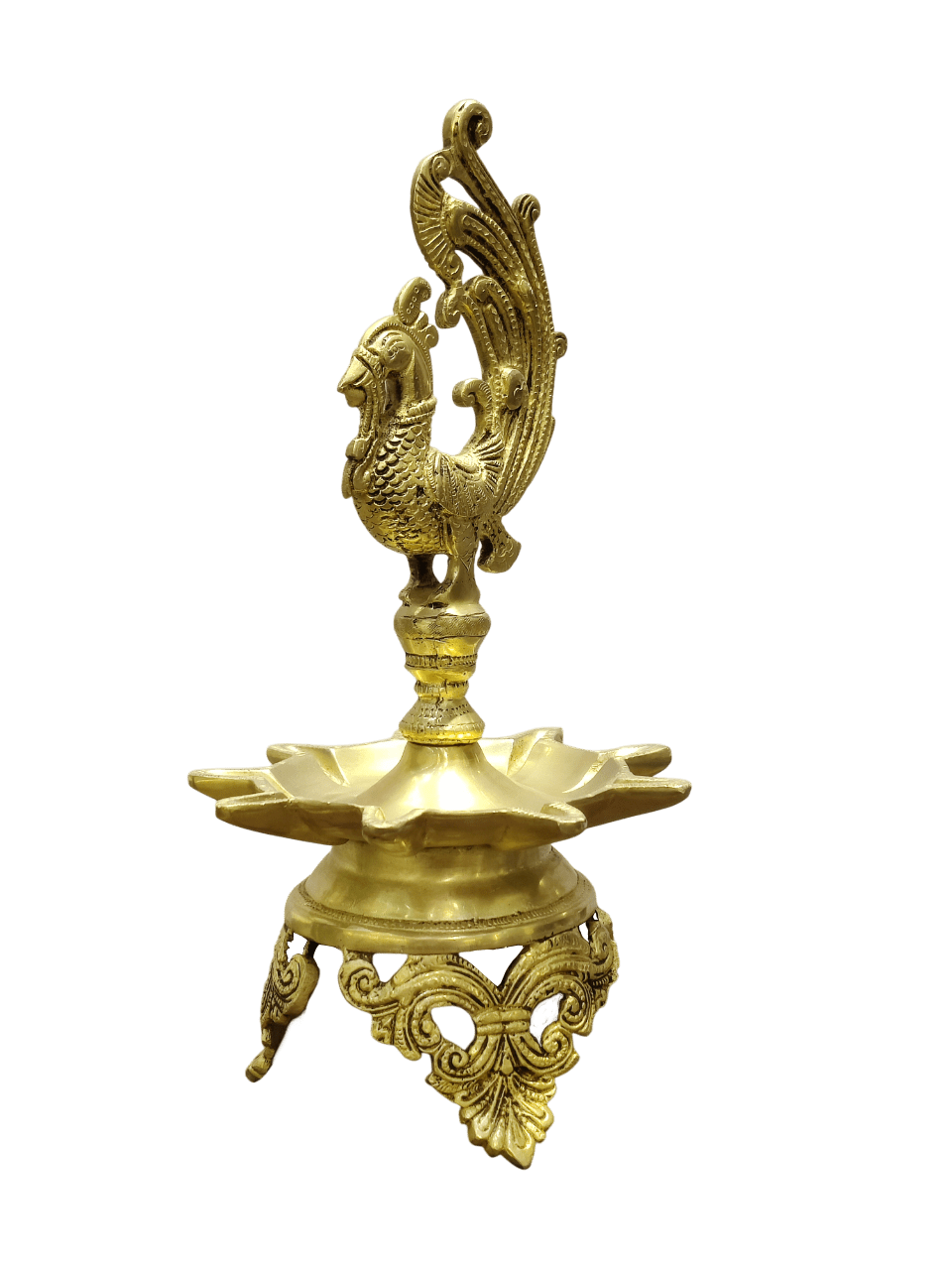 Traditional Brass Peacock Oil Lamp for Pooja & Home Decor - Satyam Collection