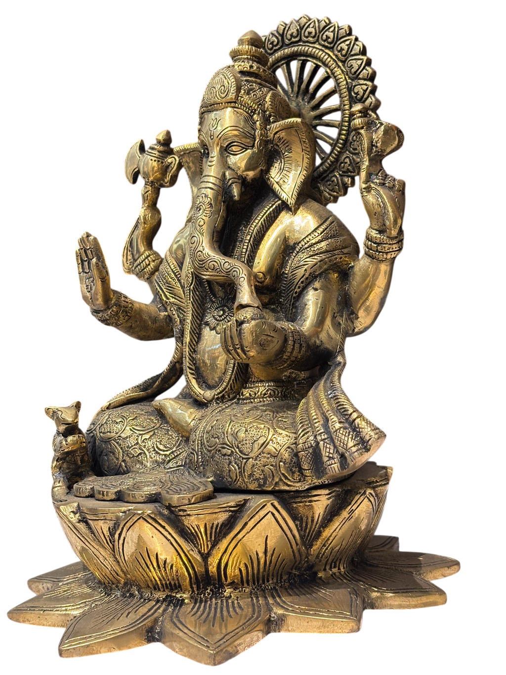 Antique Brass Finish Lord Ganesha Idol – Timeless Divine Elegance