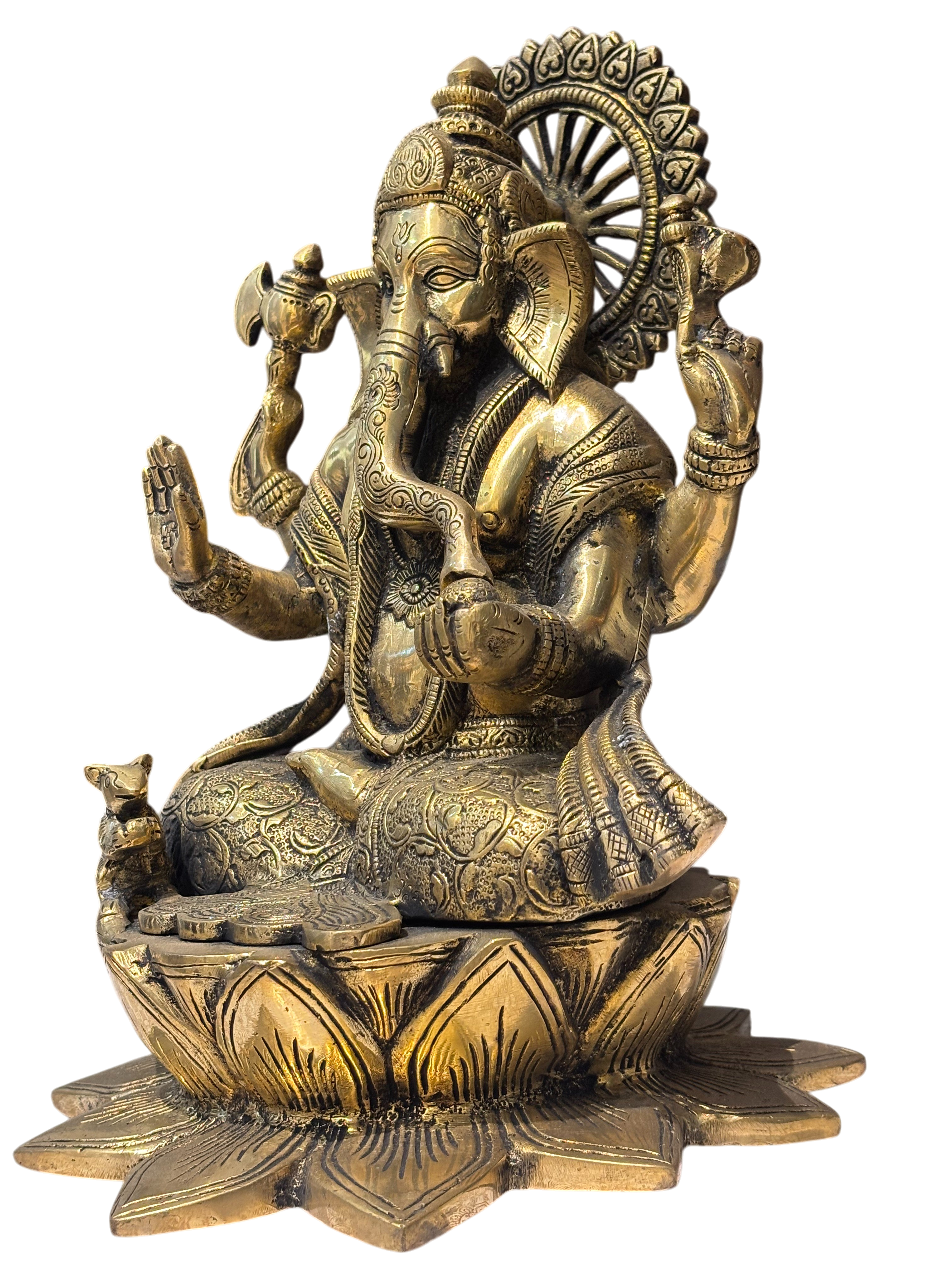 Antique Brass Finish Lord Ganesha Idol – Timeless Divine Elegance