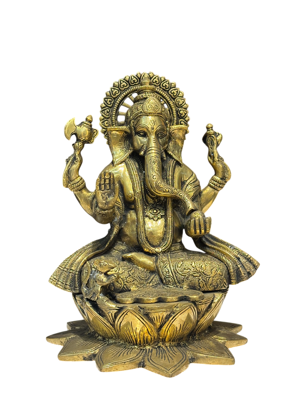 Antique Brass Finish Lord Ganesha Idol – Timeless Divine Elegance