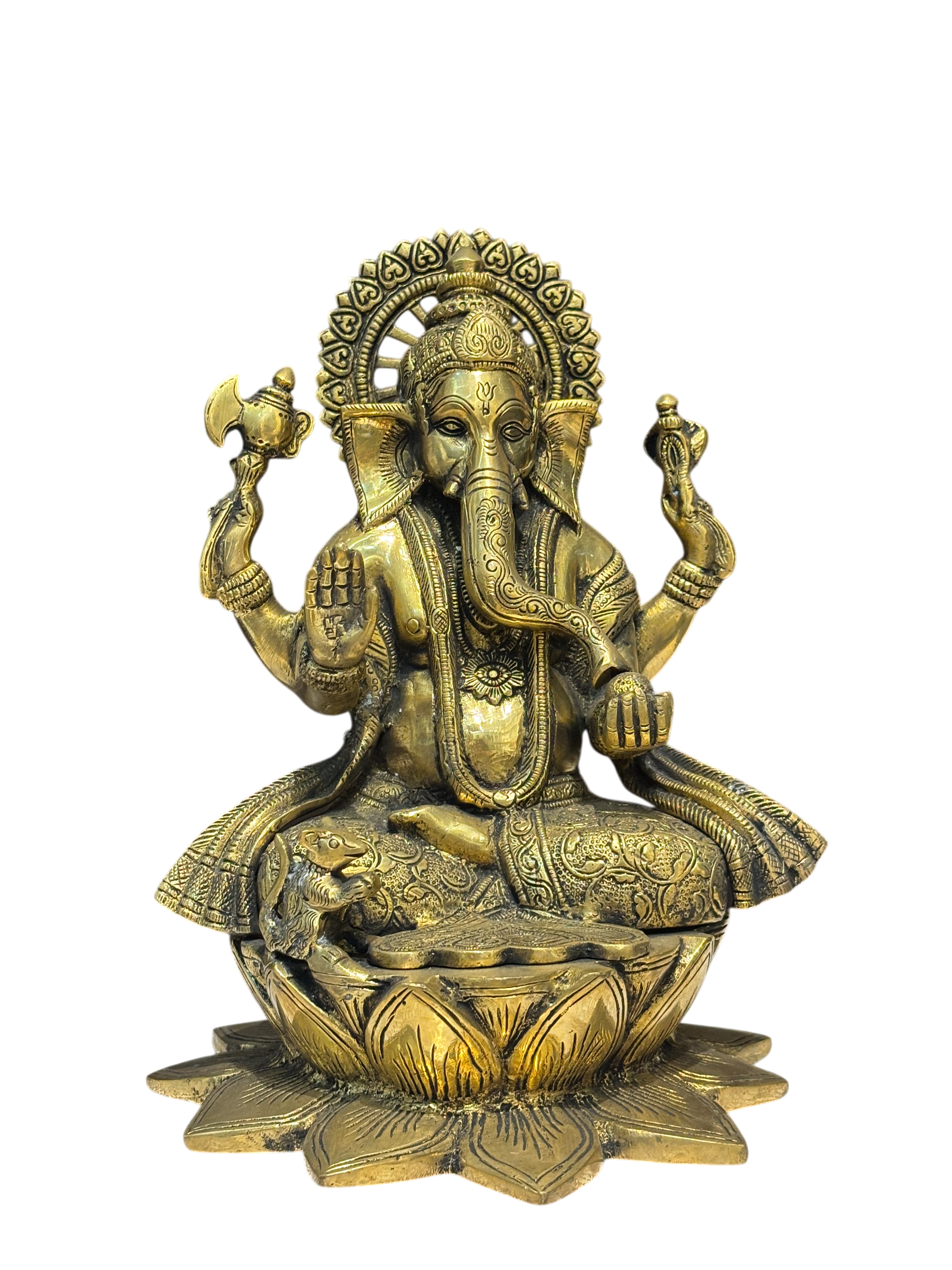 Antique Brass Finish Lord Ganesha Idol – Timeless Divine Elegance