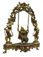 Royal Brass Radha Krishna Idol Under Tree
