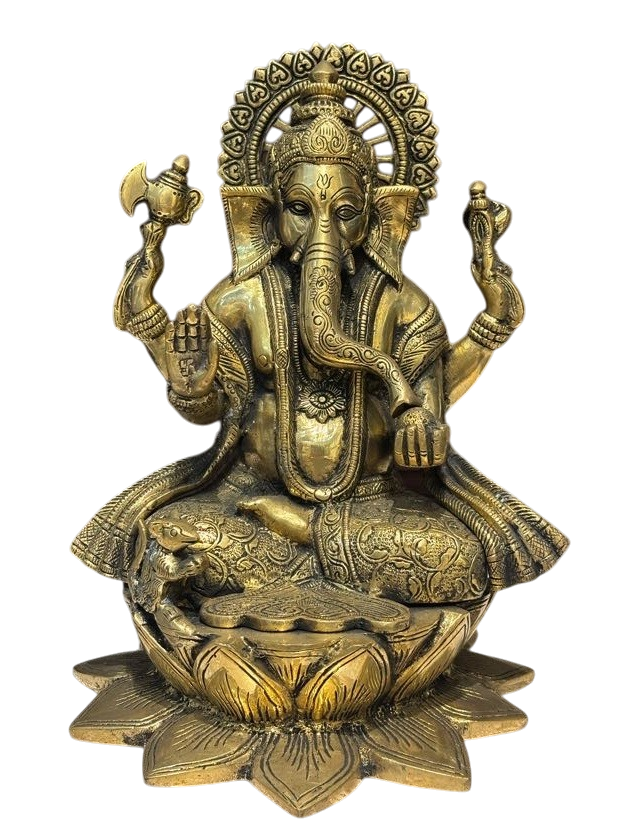 Antique Brass Finish Lord Ganesha Idol – Timeless Divine Elegance