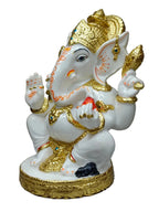 White & Gold Fiber Ganesha Statue – Lord Ganesh Idol for Home Décor - Satyam Collection