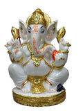 White & Gold Fiber Ganesha Statue – Lord Ganesh Idol for Home Décor - Satyam Collection