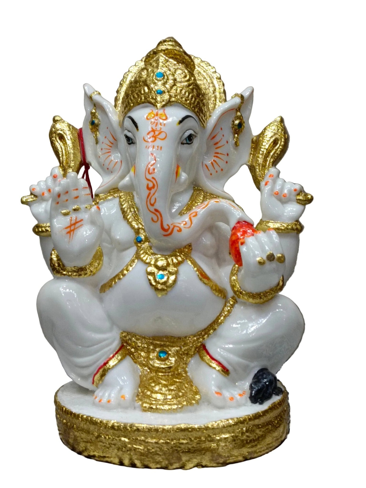 White & Gold Fiber Ganesha Statue – Lord Ganesh Idol for Home Décor - Satyam Collection