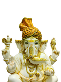White & Gold Marble Lord Ganesha Idol – Royal Spiritual Elegance - Satyam Collection