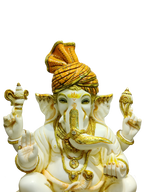 White & Gold Marble Lord Ganesha Idol – Royal Spiritual Elegance - Satyam Collection