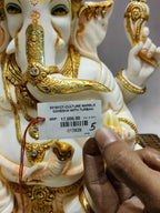 White & Gold Marble Lord Ganesha Idol – Royal Spiritual Elegance - Satyam Collection