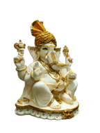 White & Gold Marble Lord Ganesha Idol – Royal Spiritual Elegance - Satyam Collection