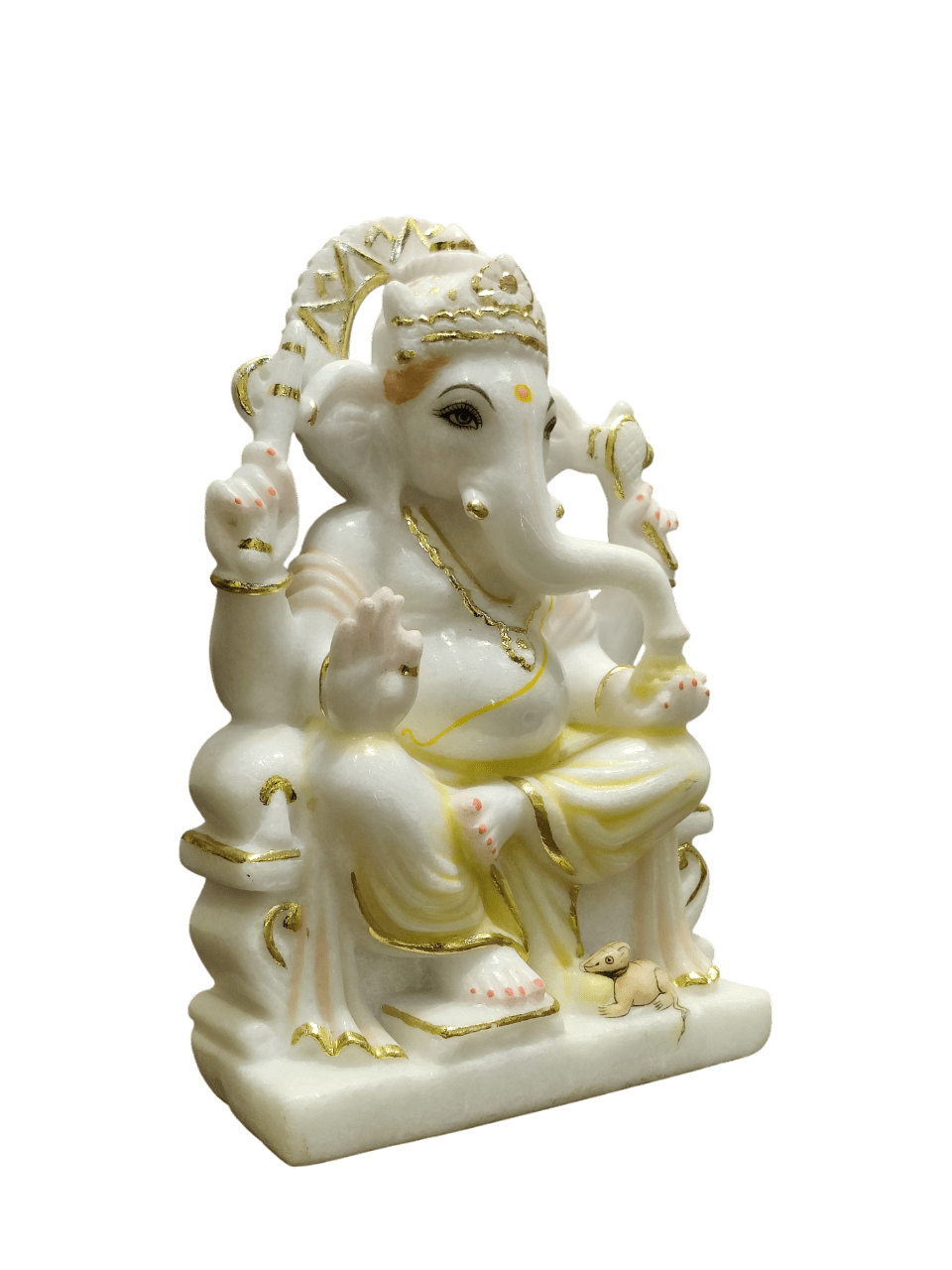 White Marble Lord Ganesha Idol – Peaceful Divine Elegance - Satyam Collection