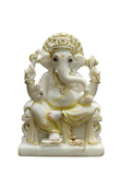 White Marble Lord Ganesha Idol – Peaceful Divine Elegance - Satyam Collection