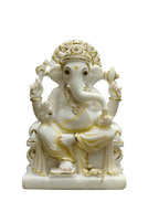 White Marble Lord Ganesha Idol – Peaceful Divine Elegance - Satyam Collection