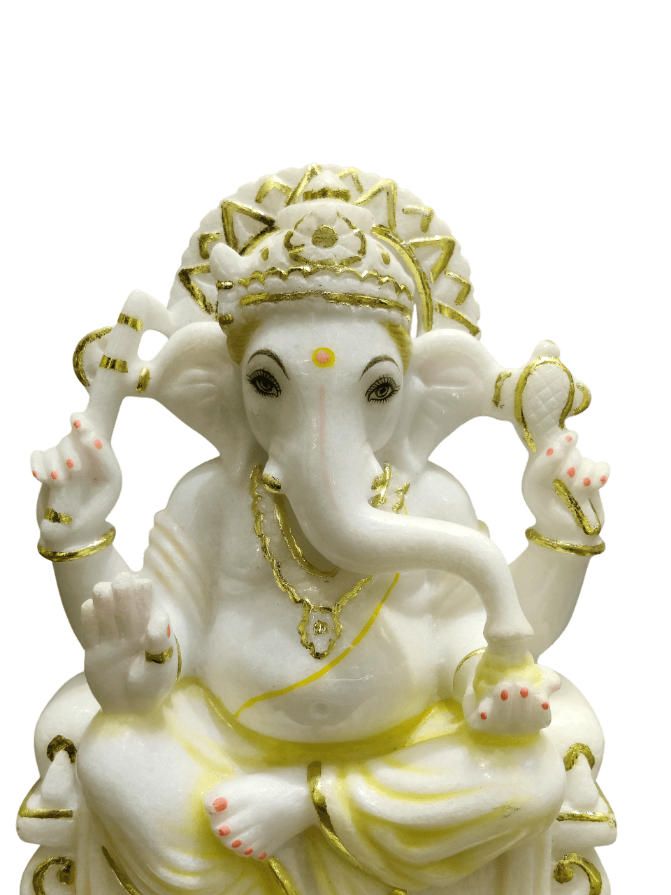 White Marble Lord Ganesha Idol – Peaceful Divine Elegance - Satyam Collection