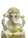 White Marble Lord Ganesha Idol – Peaceful Divine Elegance - Satyam Collection