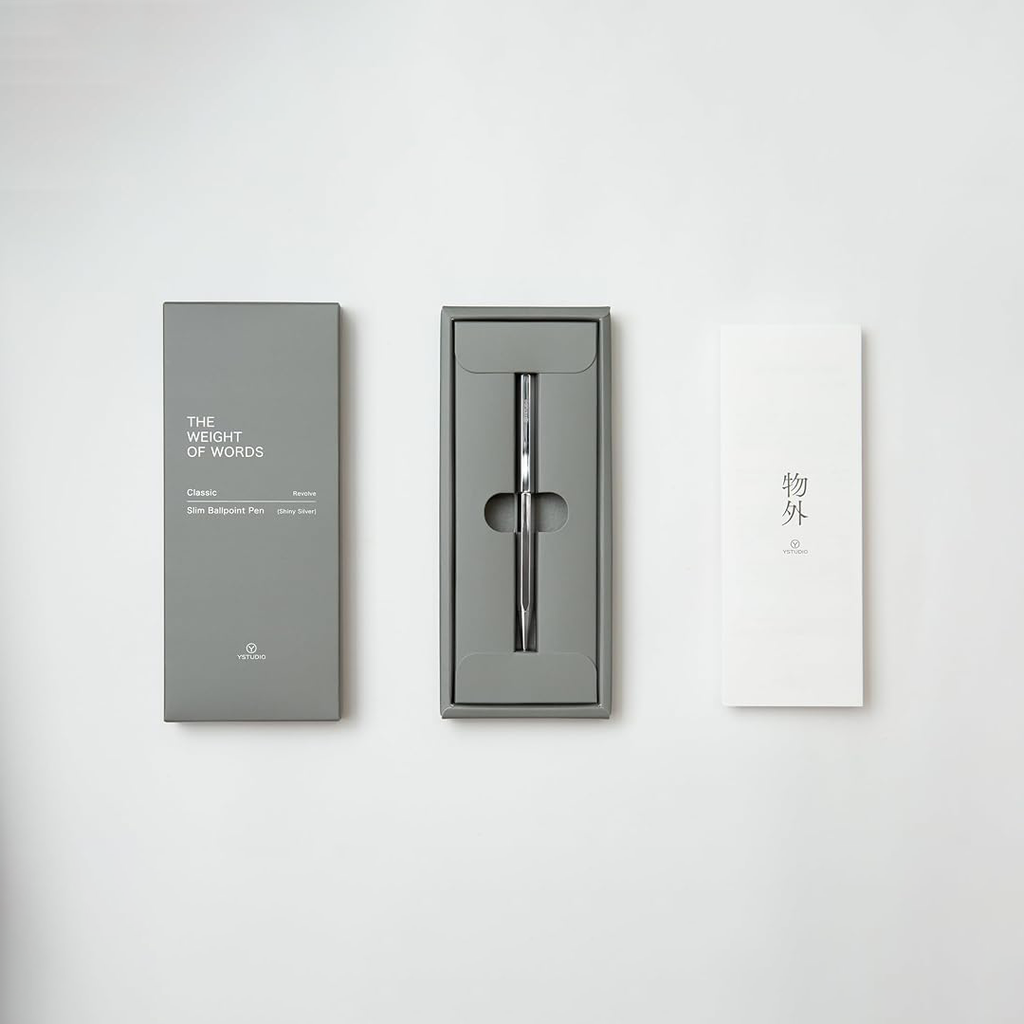 Ystudio Ballpoint Pen – Classic Revolve in Spring Shiny Silver - Satyam Collection
