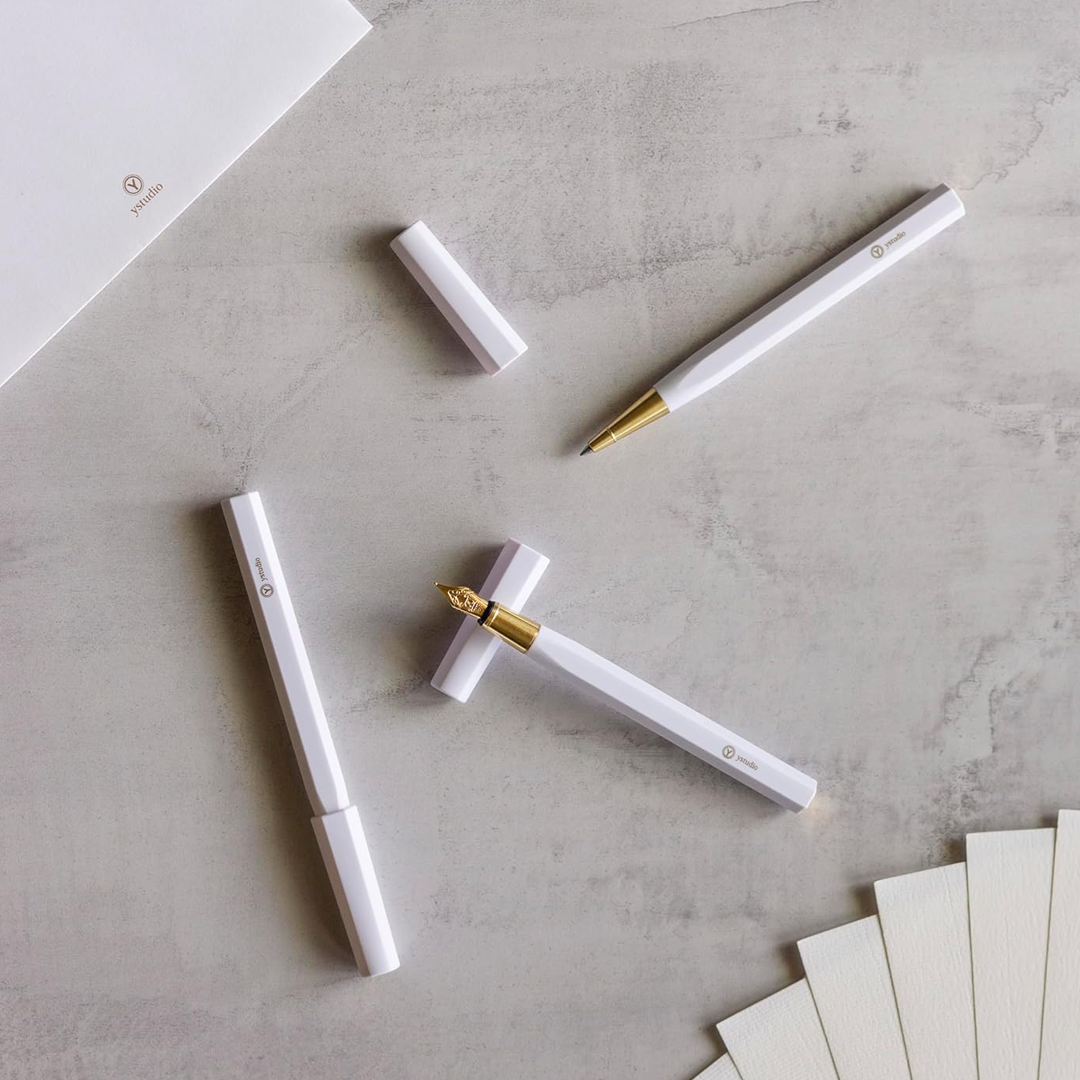 Ystudio Resin Series – Fountain Pen in White Colour | Medium Nib