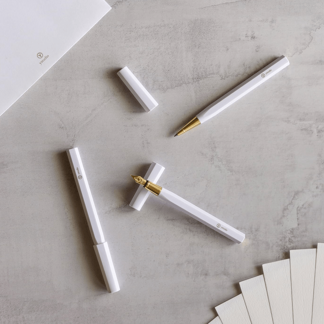 Ystudio Resin Series – Fountain Pen in White Colour | Medium Nib - Satyam Collection