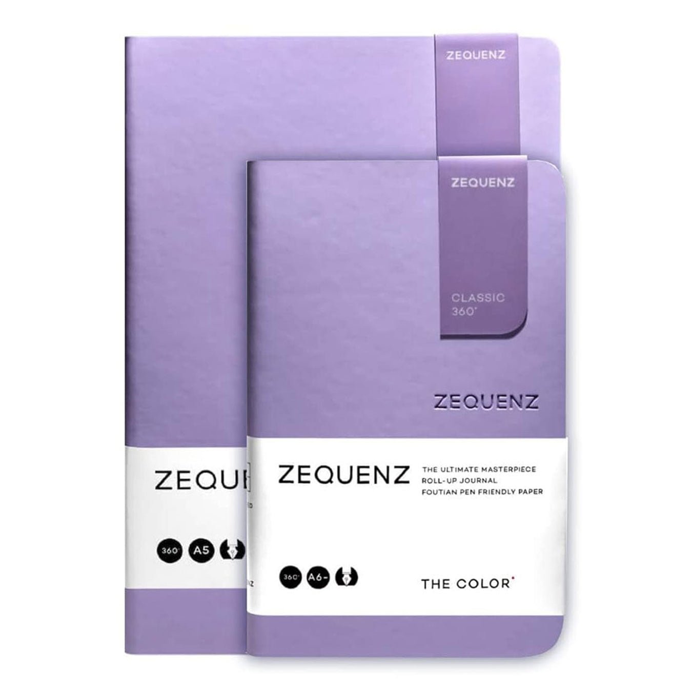 Zequenz A5 & A6- Lavender Purple Notebook Set Ruled Acid Free Paper 200 Pages Each 80GSM 360 Degree Flexibility 100% Handmade Fountain Pen Friendly Color Series Pack of 2 Notebooks - Satyam Collection