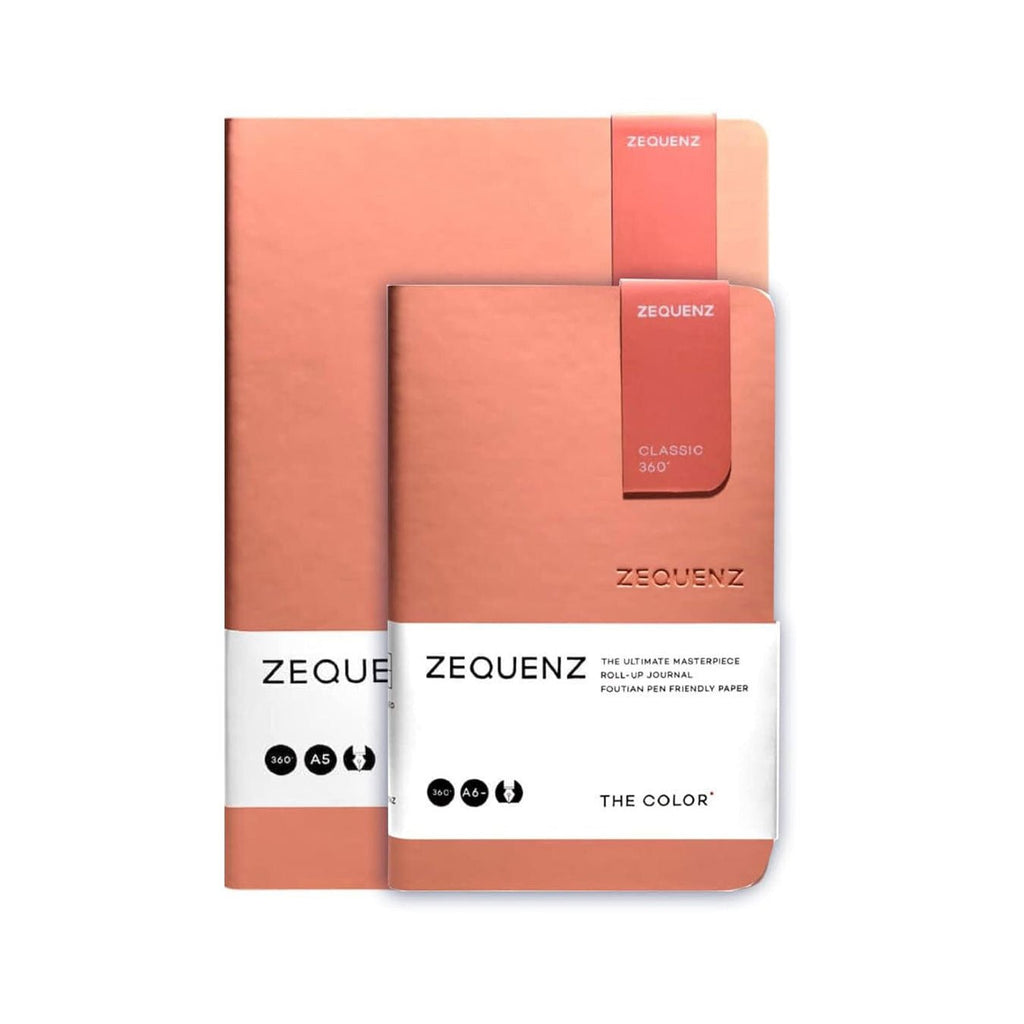 Zequenz A5 & A6- Peach Notebook Set Terra Acid Free Paper 200 Pages Each 80GSM 360 Degree Flexibility 100% Handmade Fountain Pen Friendly Color Series Pack of 2 Notebooks - Satyam Collection