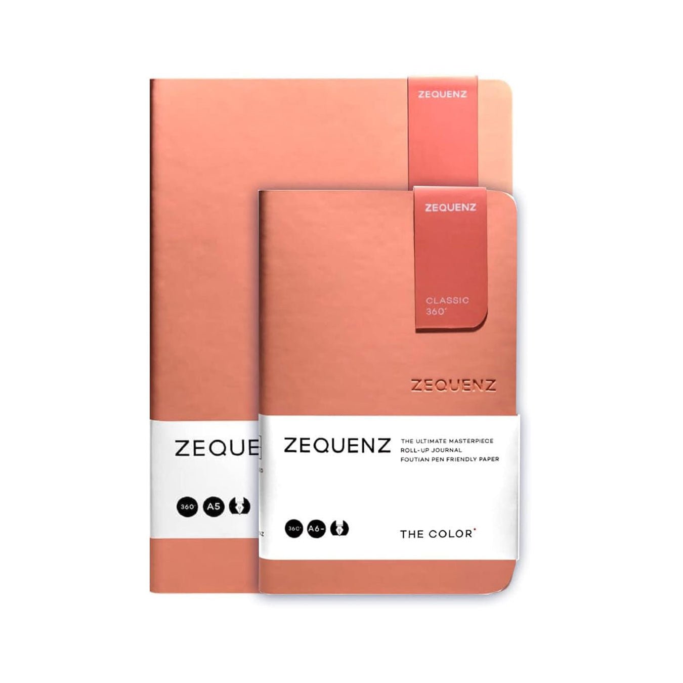 Zequenz A5 & A6- Peach Notebook Set Terra Acid Free Paper 200 Pages Each 80GSM 360 Degree Flexibility 100% Handmade Fountain Pen Friendly Color Series Pack of 2 Notebooks - Satyam Collection