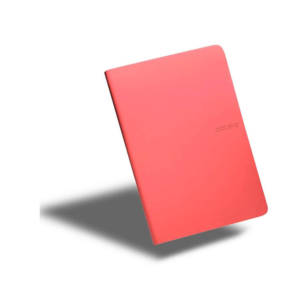 Zequenz A5 Size Coral Pink Slim Notebook Dotted Acid Free Paper 200 Pages 80GSM 360 Degree Flexibility 100% Handmade Fountain Pen Friendly Color Series Bookmark Included - Satyam Collection