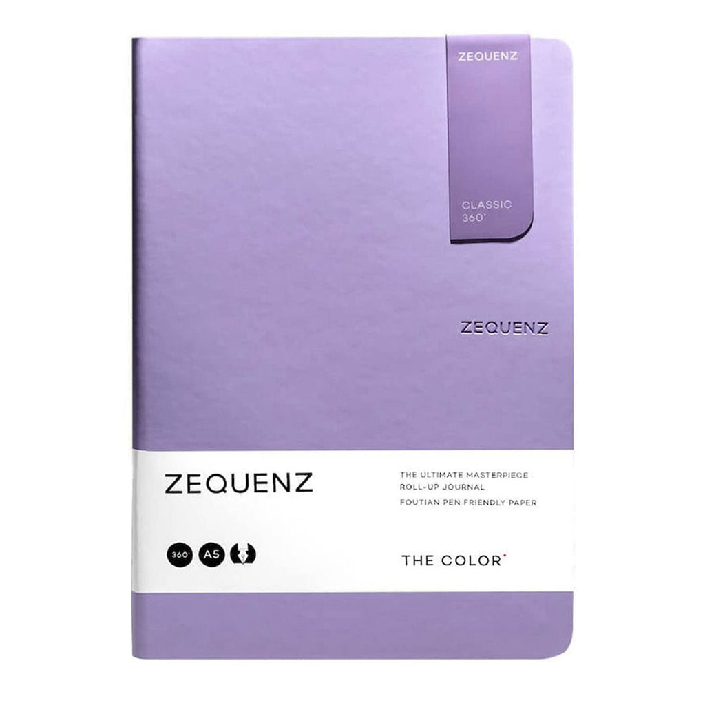 Zequenz A5 Size Lavender Purple Slim Notebook Dotted Acid Free Paper 200 Pages 80GSM 360 Degree Flexibility 100% Handmade Fountain Pen Friendly Color Series Bookmark Included - Satyam Collection