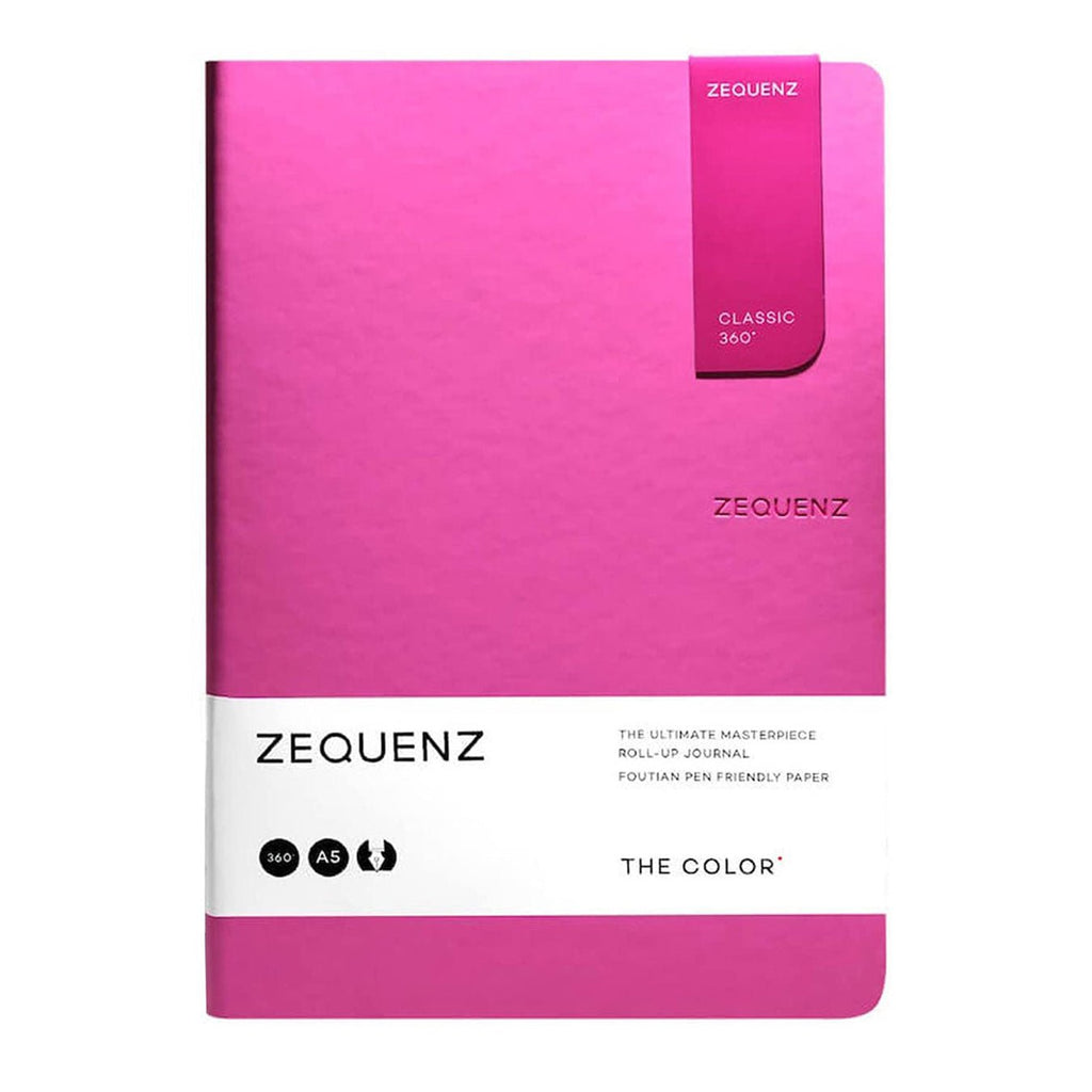 Zequenz A5 Size Magenta Pink Slim Notebook Dotted Acid Free Paper 200 Pages 80GSM 360 Degree Flexibility 100% Handmade Fountain Pen Friendly Color Series Bookmark Included - Satyam Collection