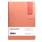 Zequenz A5 Size Peach Slim Notebook Squared Acid Free Paper 200 Pages 80GSM 360 Degree Flexibility 100% Handmade Fountain Pen Friendly Color Series Bookmark Included - Satyam Collection