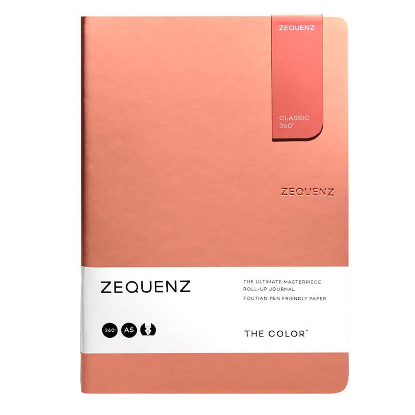 Zequenz A5 Size Peach Slim Notebook Squared Acid Free Paper 200 Pages 80GSM 360 Degree Flexibility 100% Handmade Fountain Pen Friendly Color Series Bookmark Included - Satyam Collection