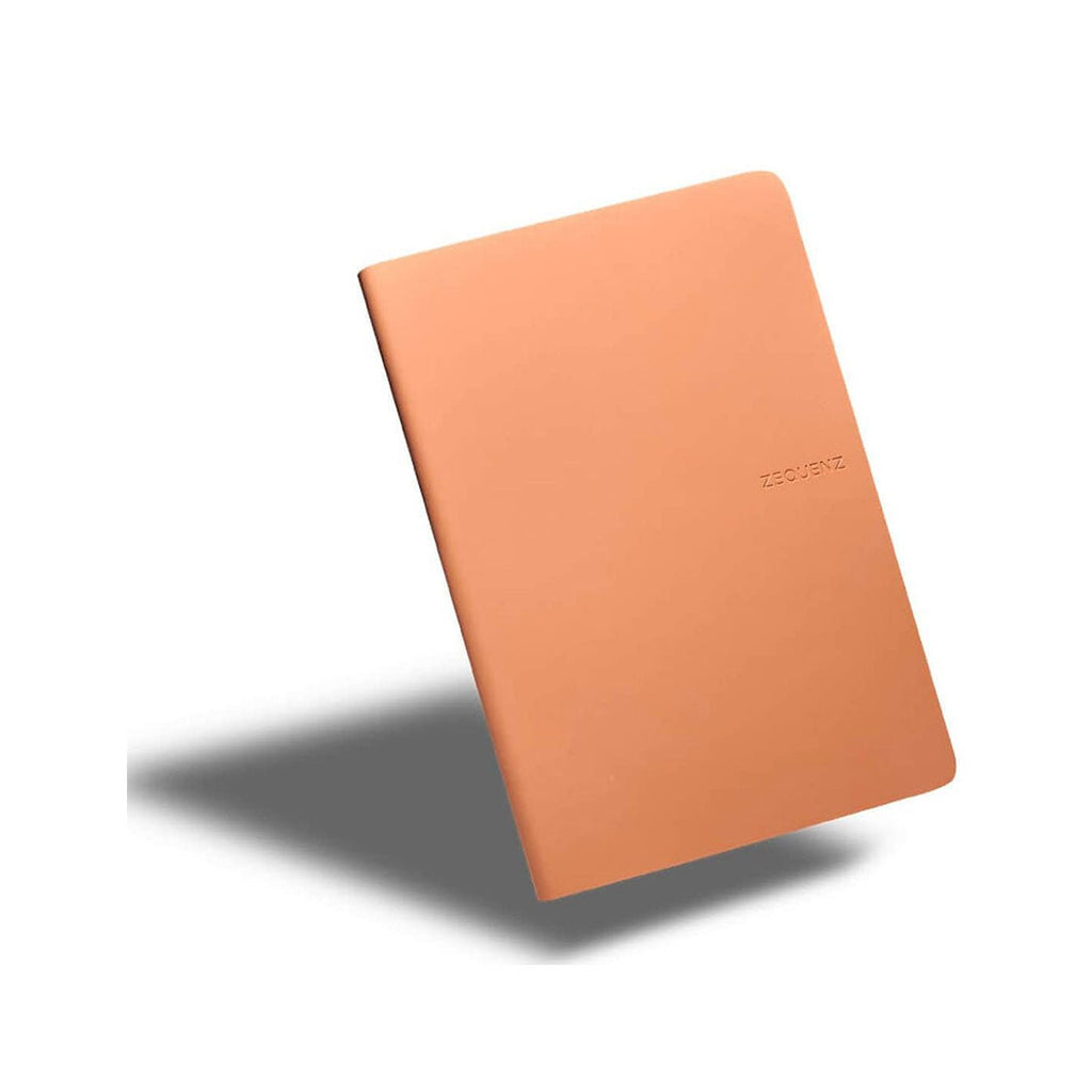 Zequenz A5 Size Peach Slim Notebook Squared Acid Free Paper 200 Pages 80GSM 360 Degree Flexibility 100% Handmade Fountain Pen Friendly Color Series Bookmark Included - Satyam Collection