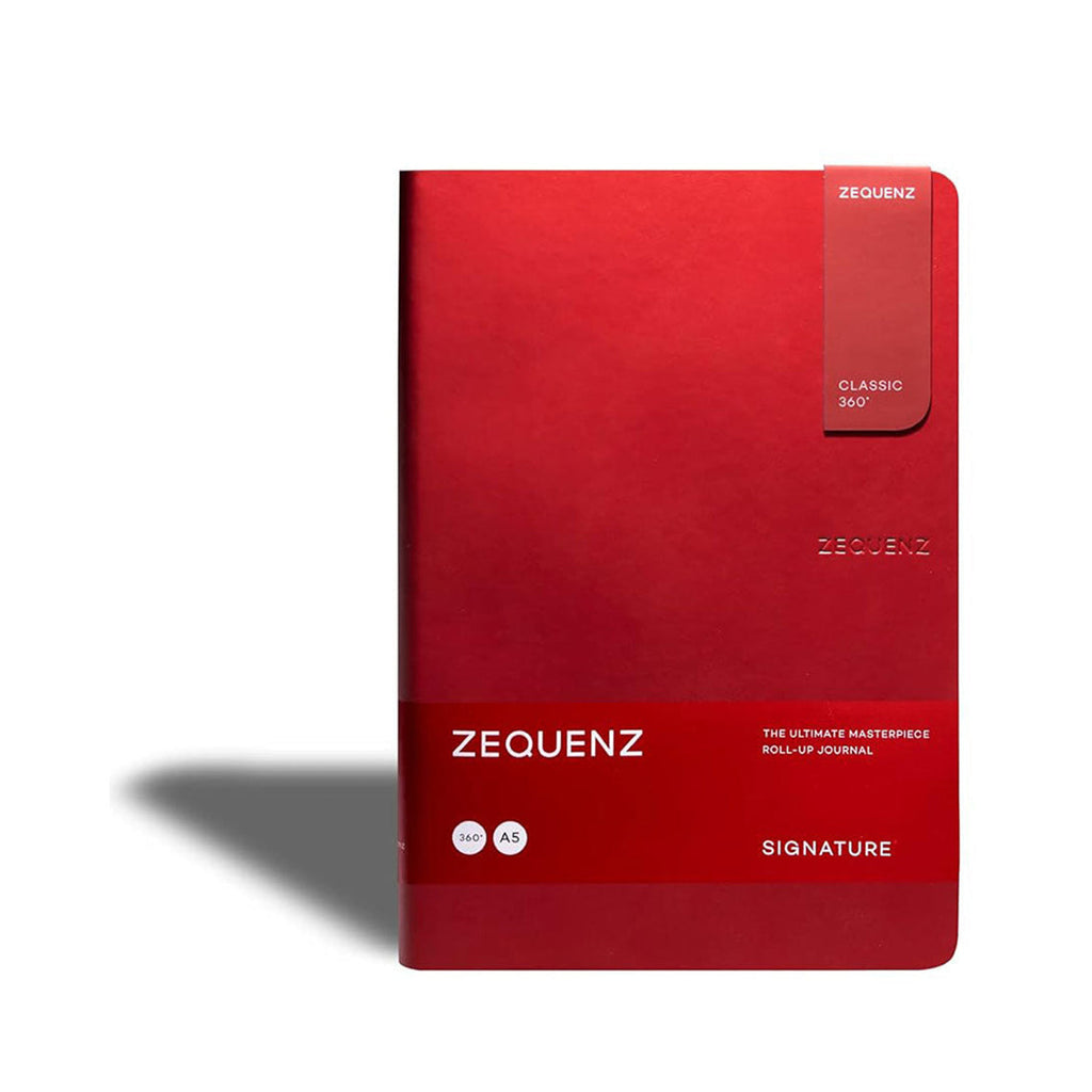 Zequenz A5 Size Red Notebook Journal Blank Acid Free Paper 280 Pages 100GSM 360 Degree Flexibility 100% Handmade PU and White paper Classic Signature Series Bookmark Included