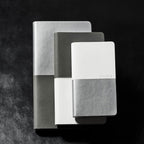 Zequenz A6 Size Grey White Notebook Squared & Blank Acid Free Paper 200 Pages each Ruling 400 Pages 70GSM 360 Degree Flexibility 100% Handmade PU and White paper Basic Plus Series - Satyam Collection
