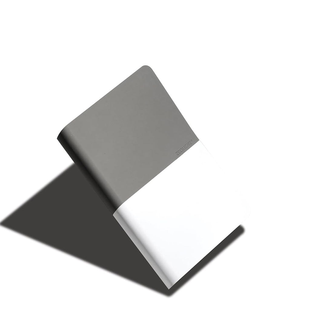 Zequenz A6 Size Grey White Notebook Squared & Blank Acid Free Paper 200 Pages each Ruling 400 Pages 70GSM 360 Degree Flexibility 100% Handmade PU and White paper Basic Plus Series - Satyam Collection