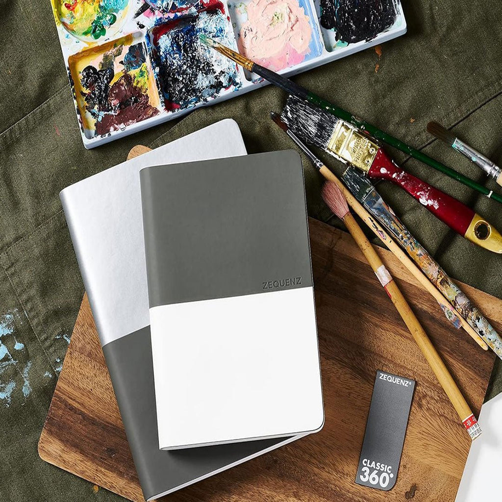 Zequenz Basic+ A6 Squared and Blank Notebook – Silver Grey - Satyam Collection