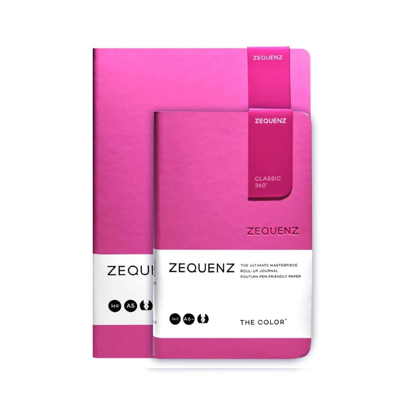 ZEQUENZ The Color Notebook Magenta A5 & A6 Size | RULED | 200 Pages | Soft Cover | 80gsm Cream Coloured Paper | Lay Flat Roll Up Journal for Writing Sketching Fountain Pen Friendly Paper - Satyam Collection