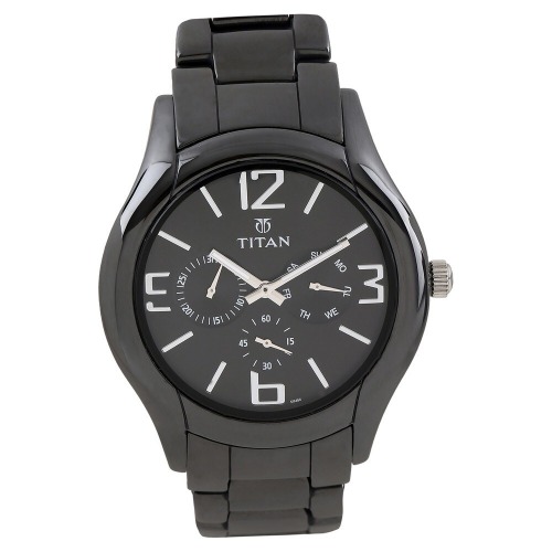 Black Dial Black Ceramic Strap Men's Watch | NH90018KC01J - TI