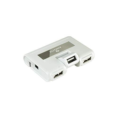 Amkette OTG USB Hub and Card Reader with 3 USB Port and 48-in-1 Multi Card Reader-(White)