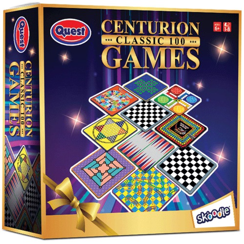 SKOODLE Quest Centurion 5 Double Sided 100 Classic Family Board Games Collection