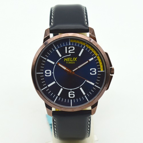 Helix Blue Dial Black Leather Strap  Men's Watch| TW027HG16