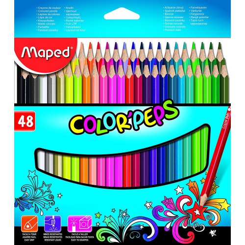 Maped Color'Peps Color Pencil Set - Pack of 48 (Multicolor)