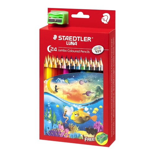 Staedtler Luna Jumbo Coloured Pencil Set | Pack of 24 | Wood Pencil | Pencil Set