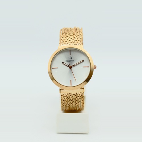 Rose Gold Dial Stainless Steel Strap Women Watch