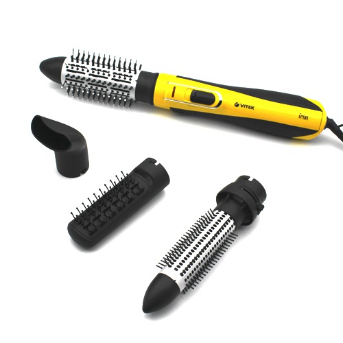 VITEK VT-2509 Y-I Hot Air Brush For Hair curler, Hair Dryer, Hair styling with Aqua Ceramic Coating & Four Attachment