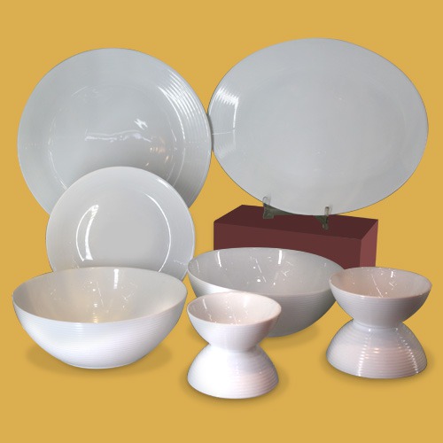 Ceramic Plates for Dinner with Katoris Dishwasher & Microwave Safe Dinner Sets Ceramic Bowls Set Dinnerware Sets-White Colour | Set 27 Piece