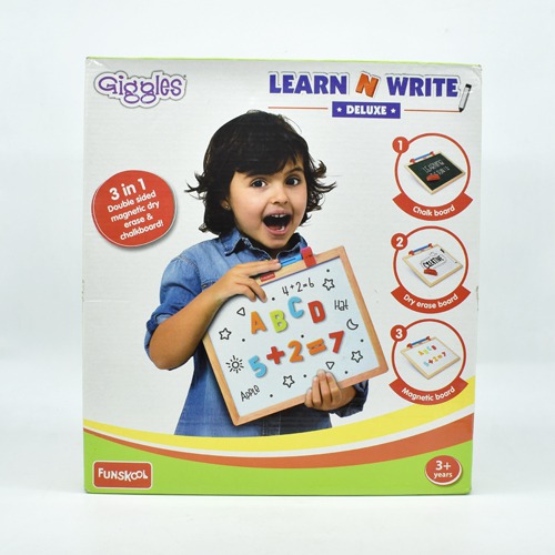 Giggles - Learn N Write Deluxe , 3 in 1 Magnetic Dry Erase & Chalkboard , Develops Early Writing Skills
