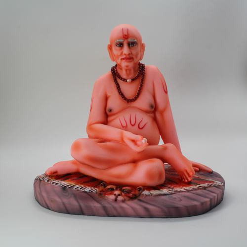 Swami Samarth Fiber Idol/Murti in Sitting Position (7 Inch, Orange)
