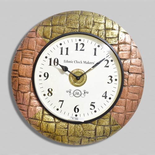 Wood and Metal Abstract Wall Clock (16 x 16 inch, gold, Rose Gold)