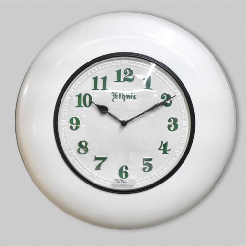 White Fancy  Round  Wooden Wall Clock(17 x 17 inches)