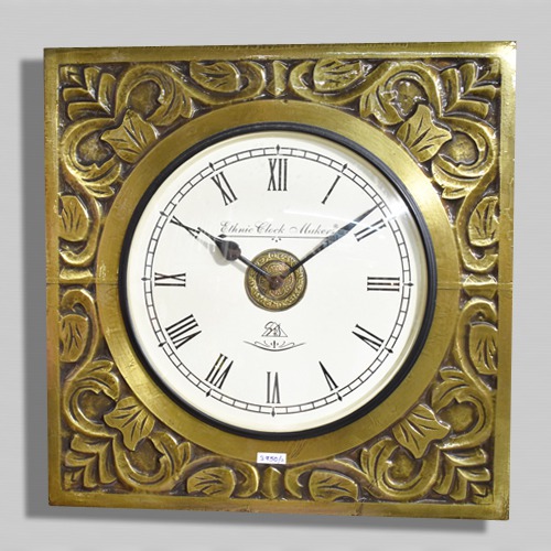 Antique Square Metal Wall Clock Wall Décor for Living Study Hall Dining Roman Modern Time Piece for Home Office( 16 x 16 inches Gold)
